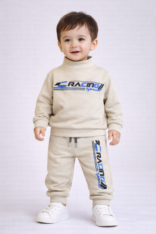 Premium Winter High Neck Pant Set For Kids(Ten-Racing)