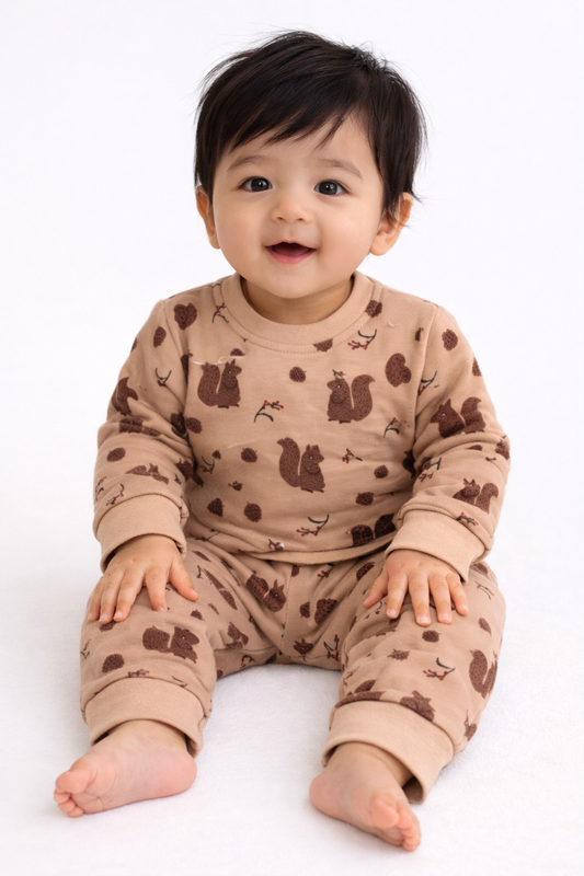 Premium Full sleeves Cotton Tshirt with Pant (Squirrel 🐿️)