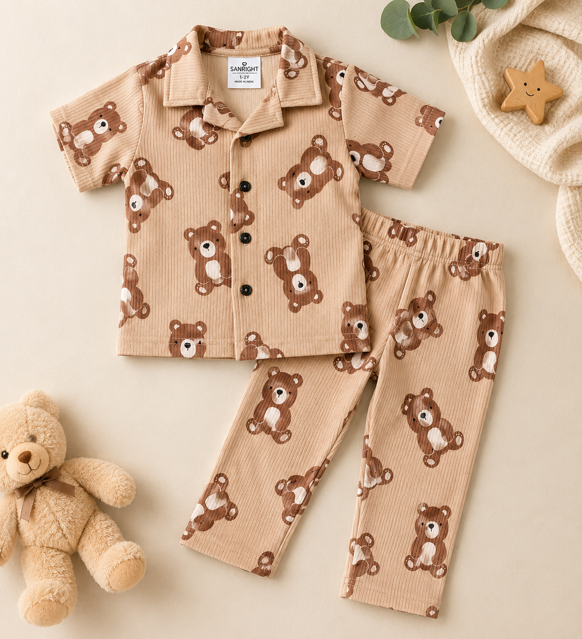 Premium Ribbed Collar Sets (Brown Big Teddy)