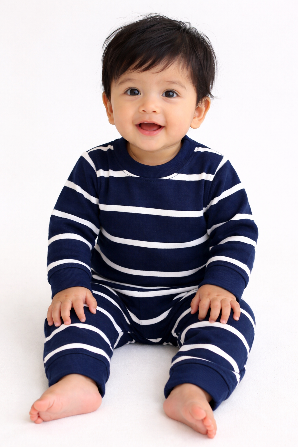 Premium Full sleeves Cotton Tshirt with Pant (Blue Stripes)