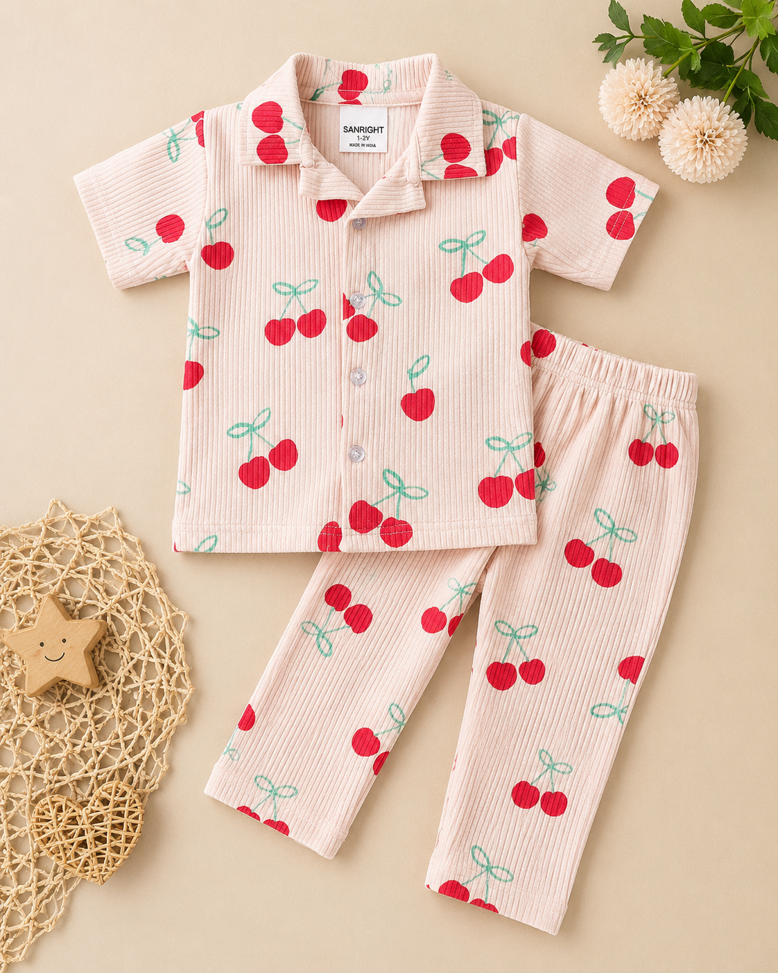 Premium Ribbed Collar Sets (Red Cherries)
