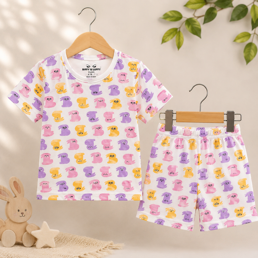 Shorts Sleeves Tshirt with Shorts Sets (Multicolor Teddys)