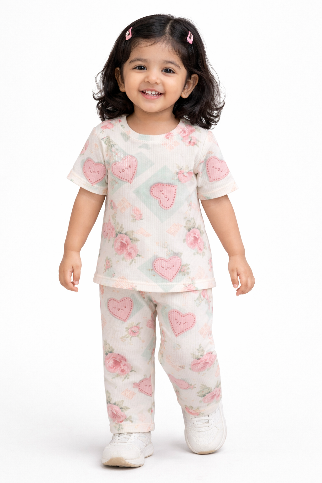 Half sleeves Tshirt with Pant (Ice Green Flower)