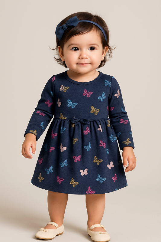 Full Sleeves BOW Frocks (Multicolor Butterflies)