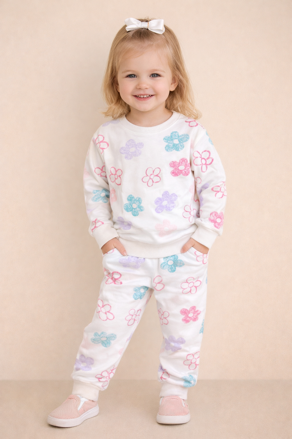 Premium Winter Full sleeves Tshirt with Pant (White Blossom)