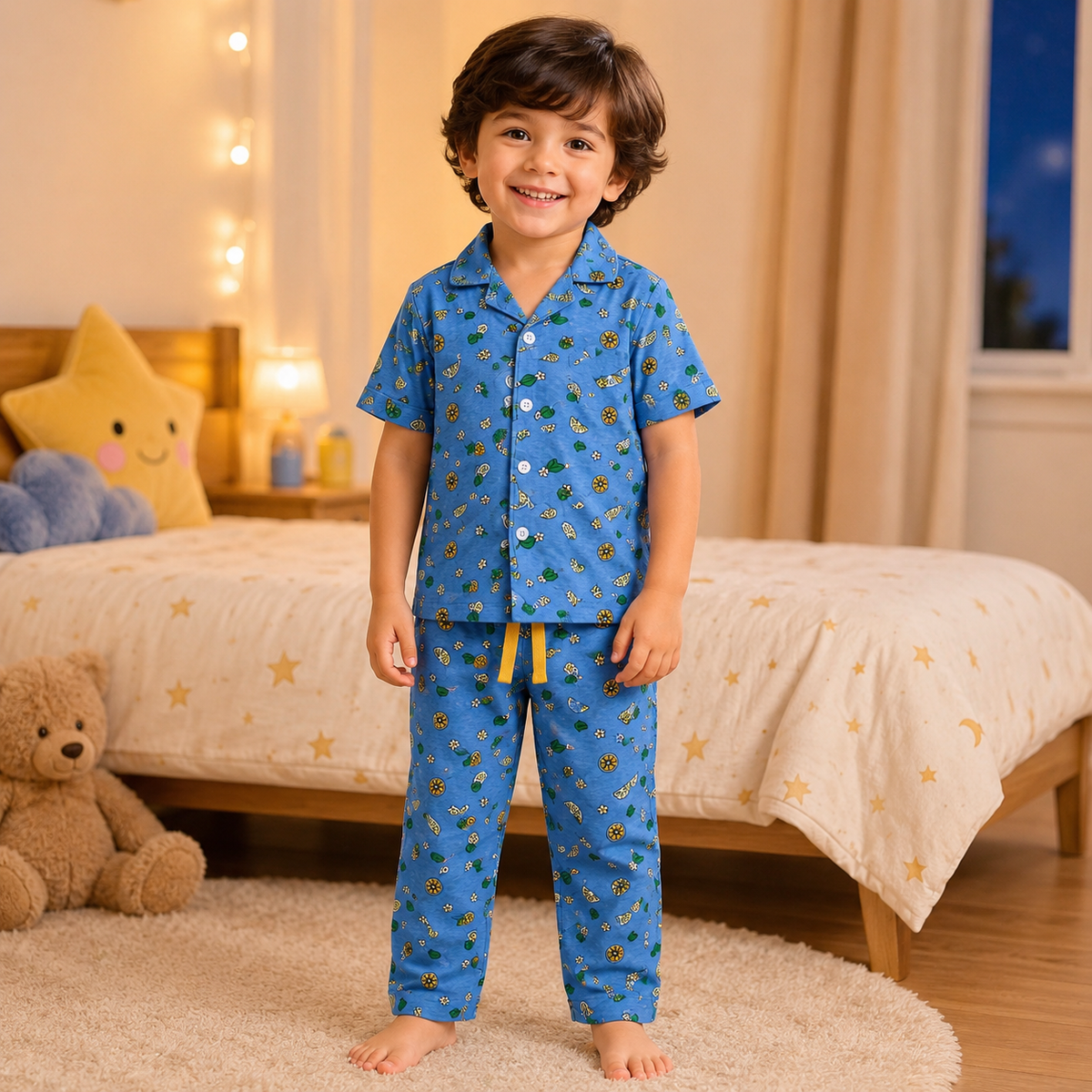 (COLL4) - Premium Cotton  Collar Sets (Blue Floral) (U)