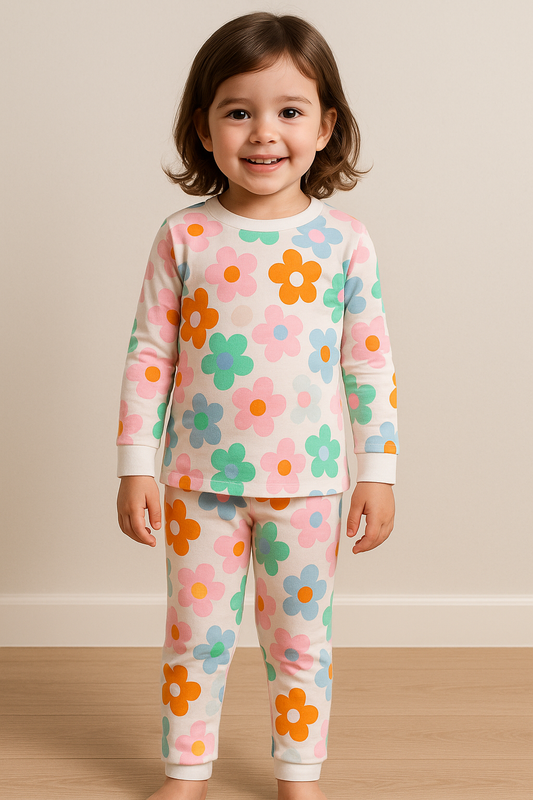 Kids’ Loungewear Winter set (Multicolour Blossom)  (2-6 Yrs)