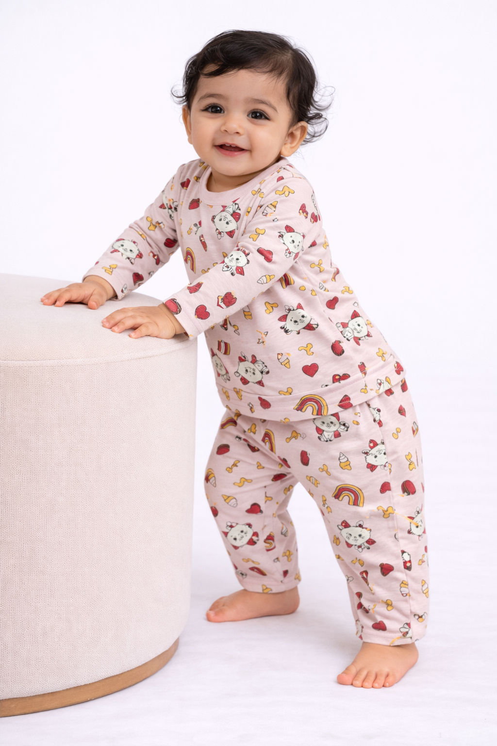 Premium Full sleeves Tshirt with Pant (Pink Kitty)