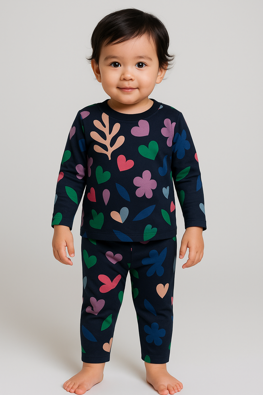 Kids’ Loungewear Winter set (Multi Hearts)(2-5 Yrs)