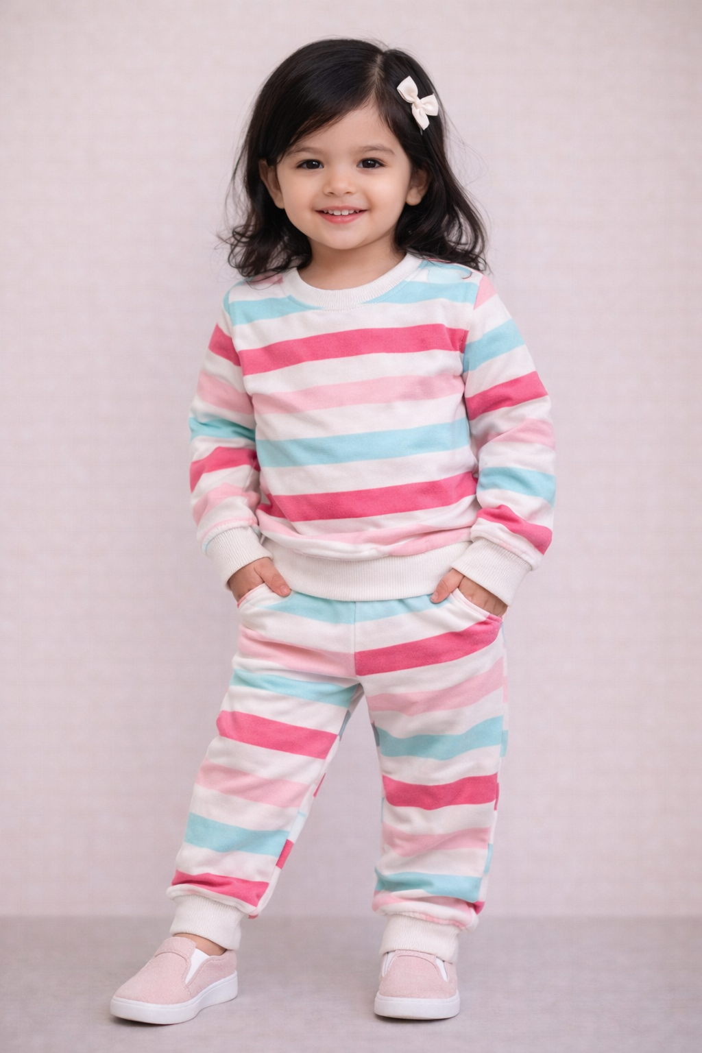 Premium Winter Full sleeves Tshirt with Pant (Rainbow Stripes)