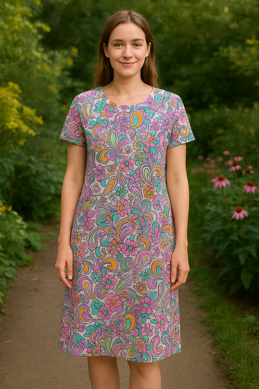 Women's Long POLO A-Line Top (Rangoli)