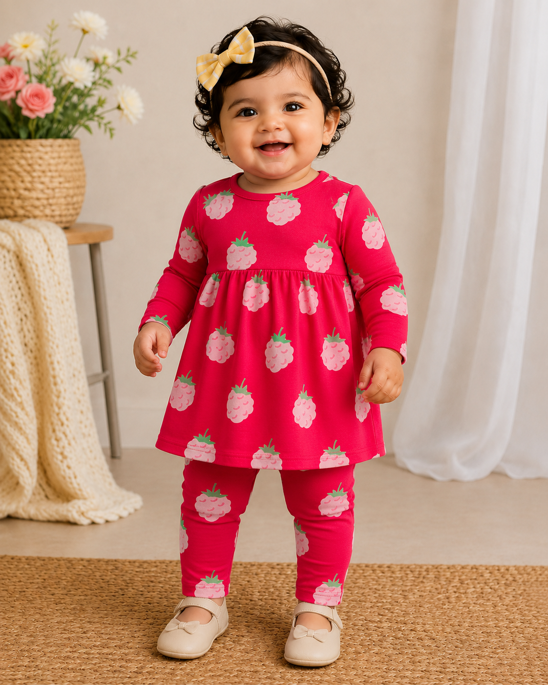 Full Sleeves Frocks Sets ( Red Strawberry)