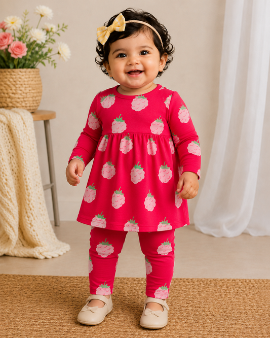 Full Sleeves Frocks Sets ( Red Strawberry)