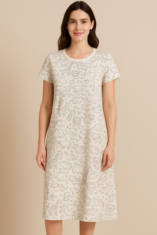 Women's Long POLO A-Line Top (Animals Palace)