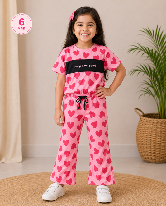 Girl's Crop Top With Pant (Always Having Fun)