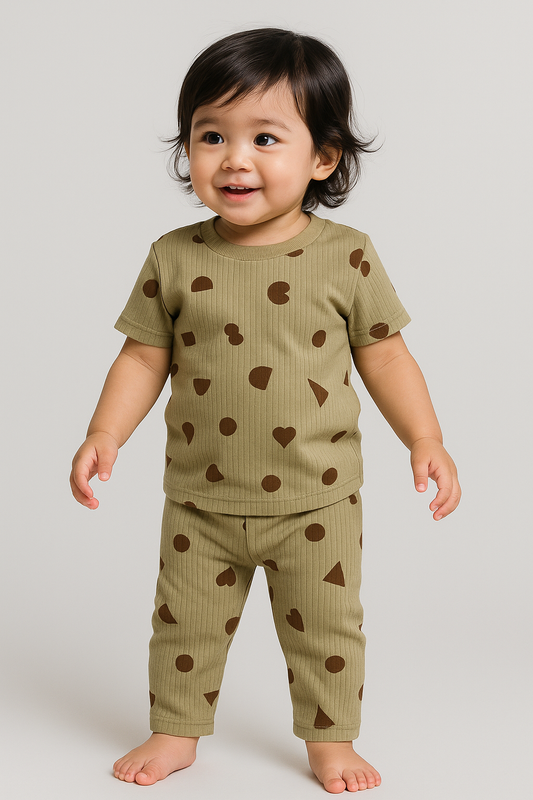 Premium Ribbed Shorts sleeves Tshirt with Pant (Asymmetric) (2-4 Yrs)