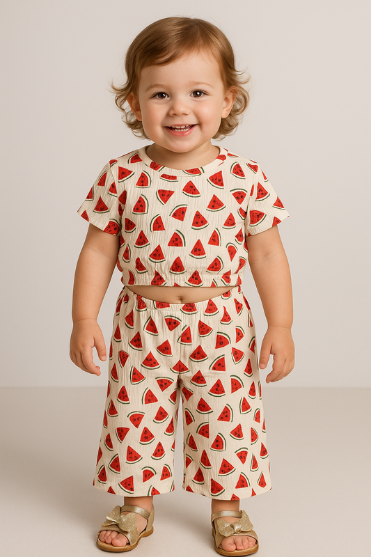 Crop Top & Palazzo Pant set (Watermelon Slice)