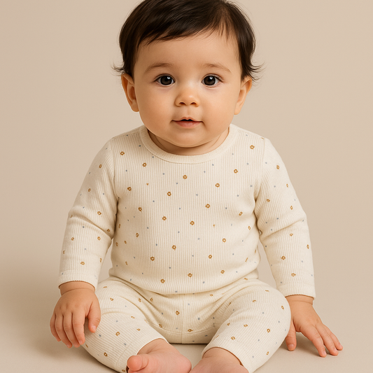 Premium Full sleeves Ribbed Tshirt with Pant (White Stars)