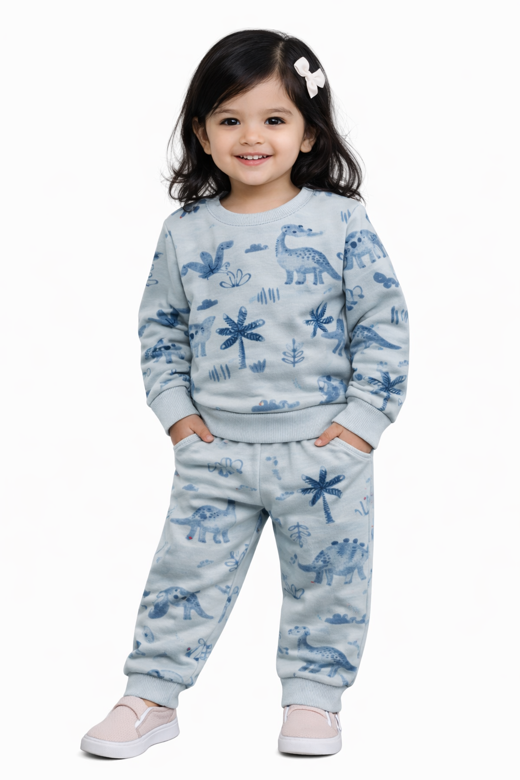 Premium Winter Full sleeves Tshirt with Pant (Blue Dino)