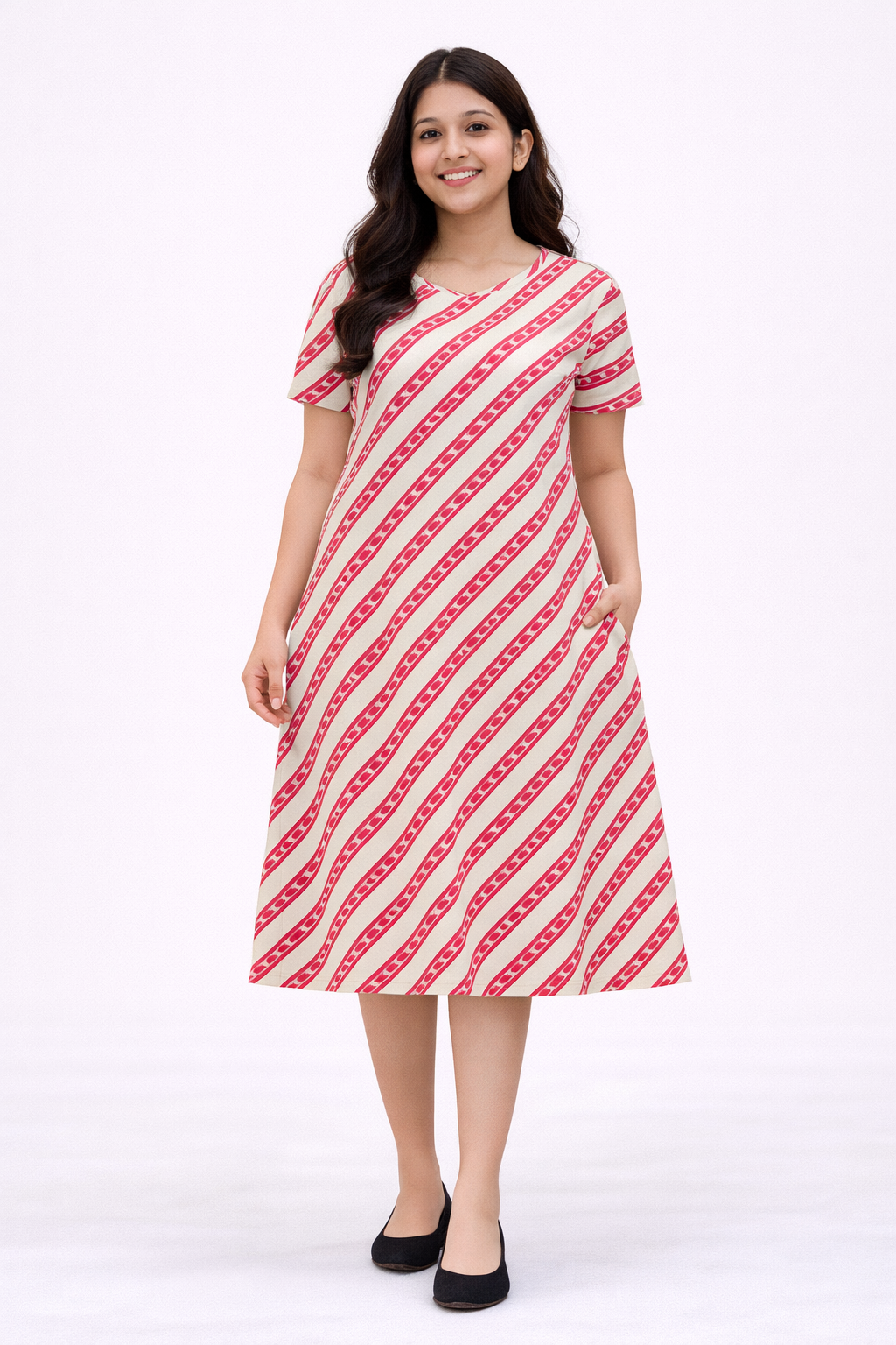 Women's Long  A-Line Top (Cross Hearts)