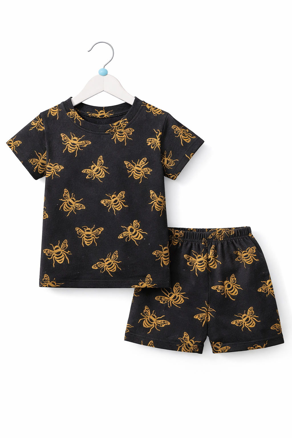 Shorts Sleeves Tshirt with Shorts Sets (Black Butterfly)