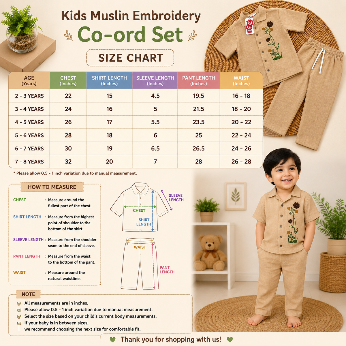 Airport - Kids Muslin Embroidery Co-ord Set – Collar Shirt & Pant (MultiStripes)