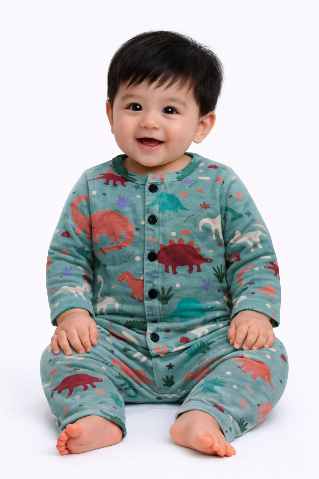 Front Open Full sleeves Cotton Tshirt with Pant (Colour Dinos)