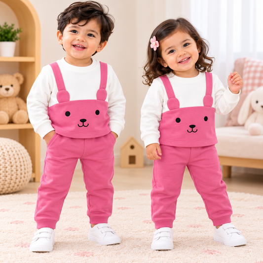 Korean Winter Set for Toddlers & Kids -  Pink & White Teddy (KW003)