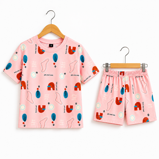 (DS016) - Drop-Shoulder Tshirt & Shorts sets (Love Your Self)