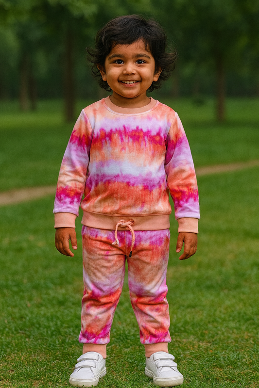 Premium Winter Full sleeves Tshirt with Pant (Pink Shades Dye & Dye)