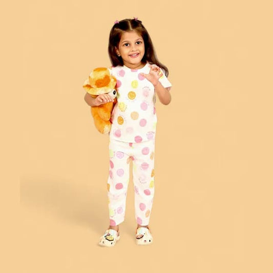 Half Sleeves Pajama Set (Smiley) - sanright