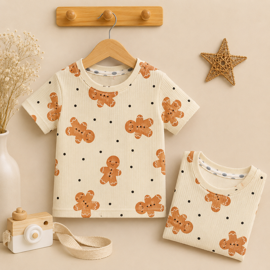 Premium Half  Sleeves Ribbed  Tshirt (Cream BrownToys)