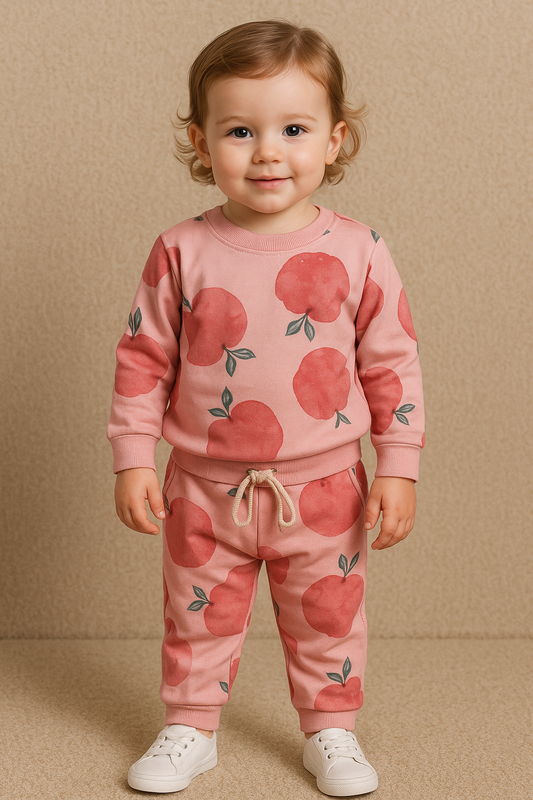 Premium Winter Full sleeves Tshirt with Pant (Pink Apple)