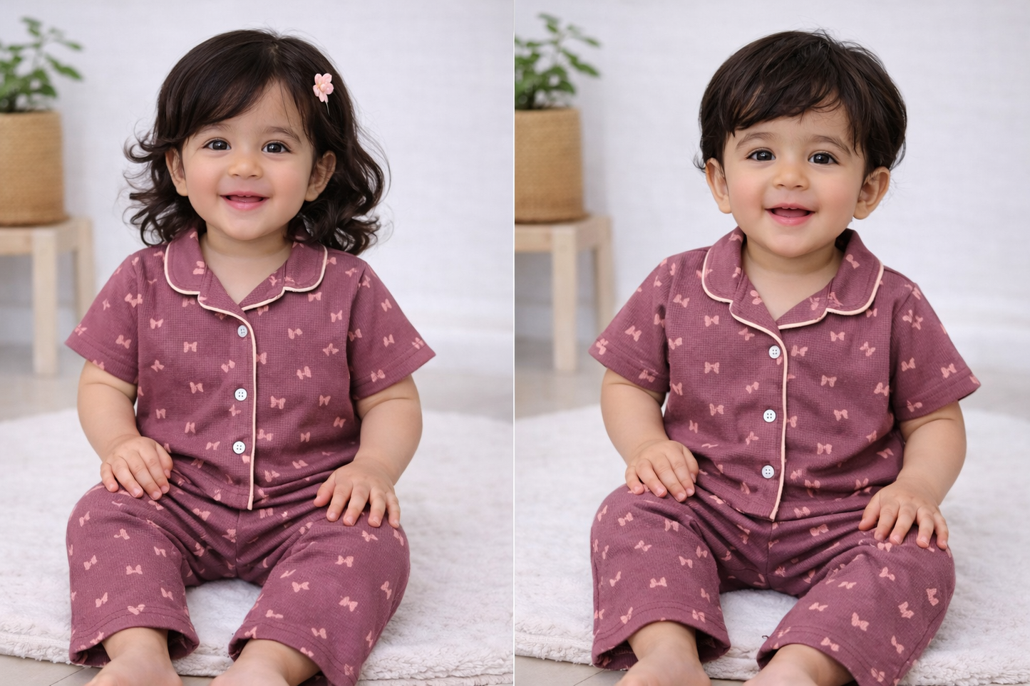 Premium Half Sleeves Collar Ribbed Tshirt with Pant (Beautiful Burgundy)