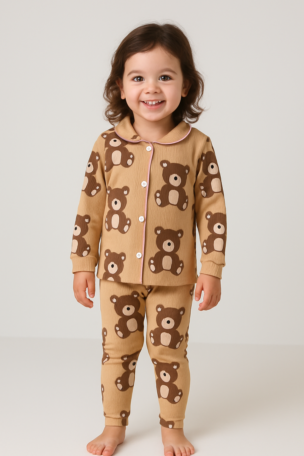 Kid's Collar night Suits (Bubbly Bear)
