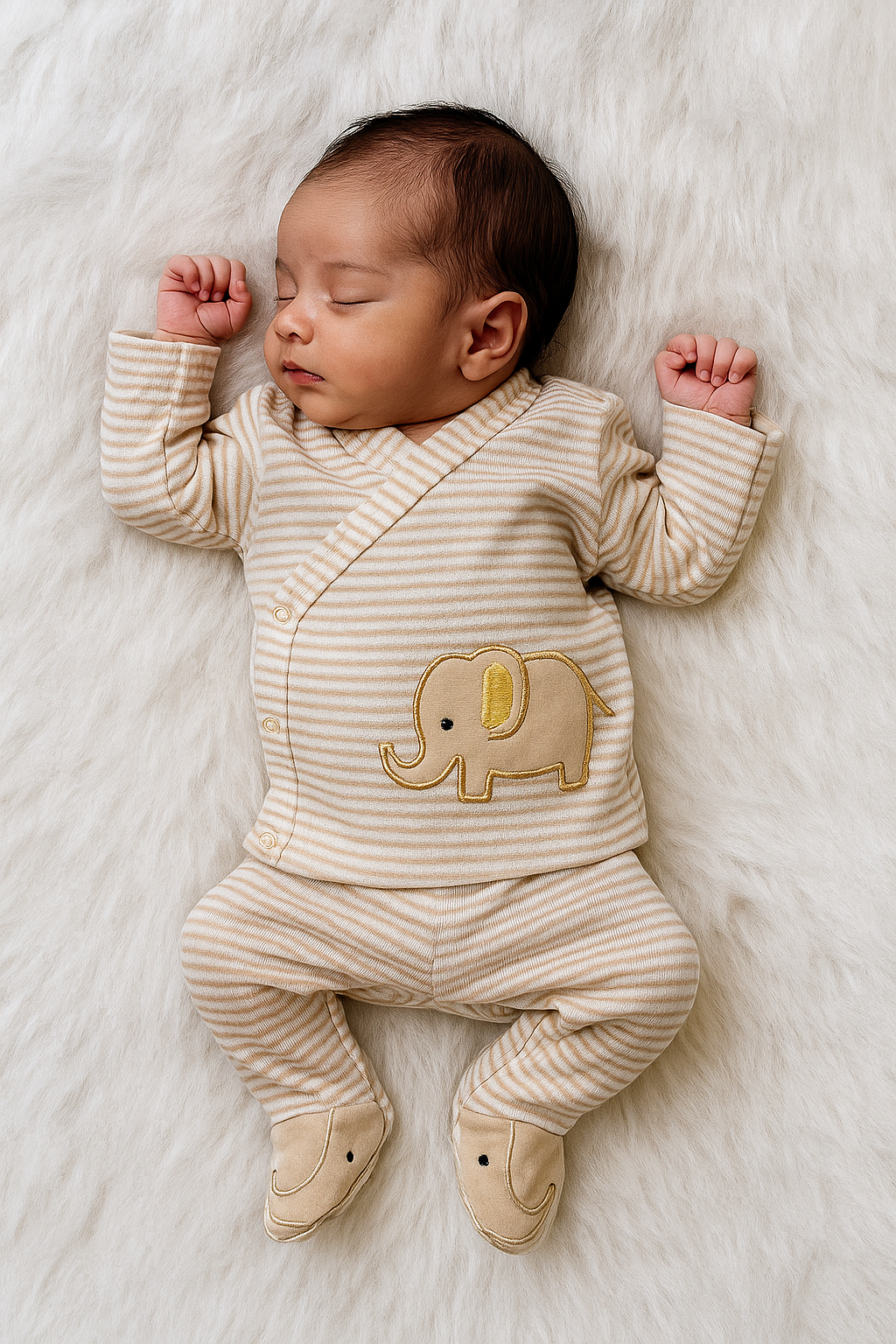 Infant Side Open Full sleeves Cotton Tshirt with Pant (Koala Brand) (Cute Elephant)