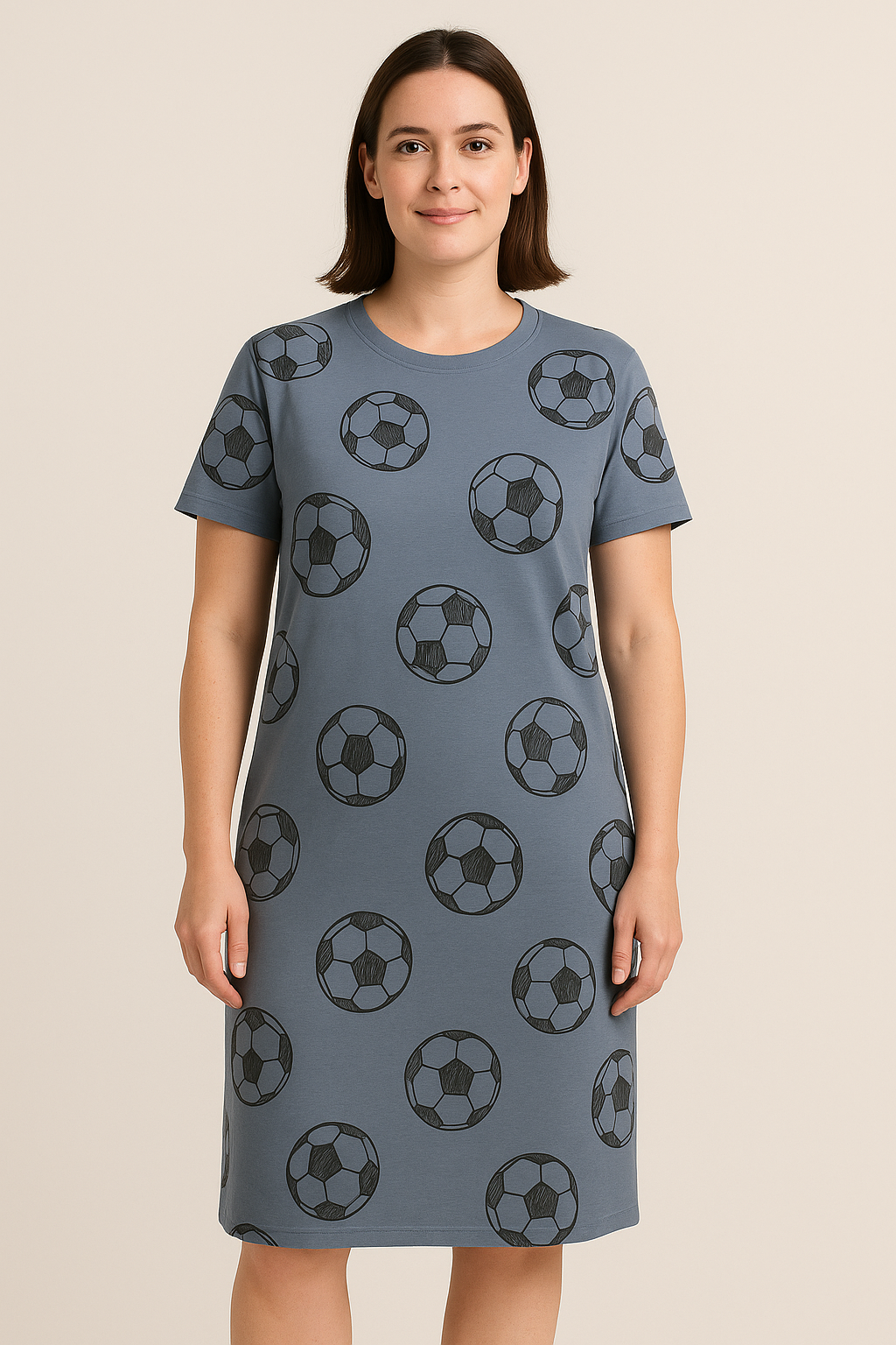 Women's Long POLO A-Line Top (Blue Ball)