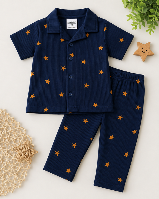 Premium Ribbed Collar Sets ( Navy Blue Stars)