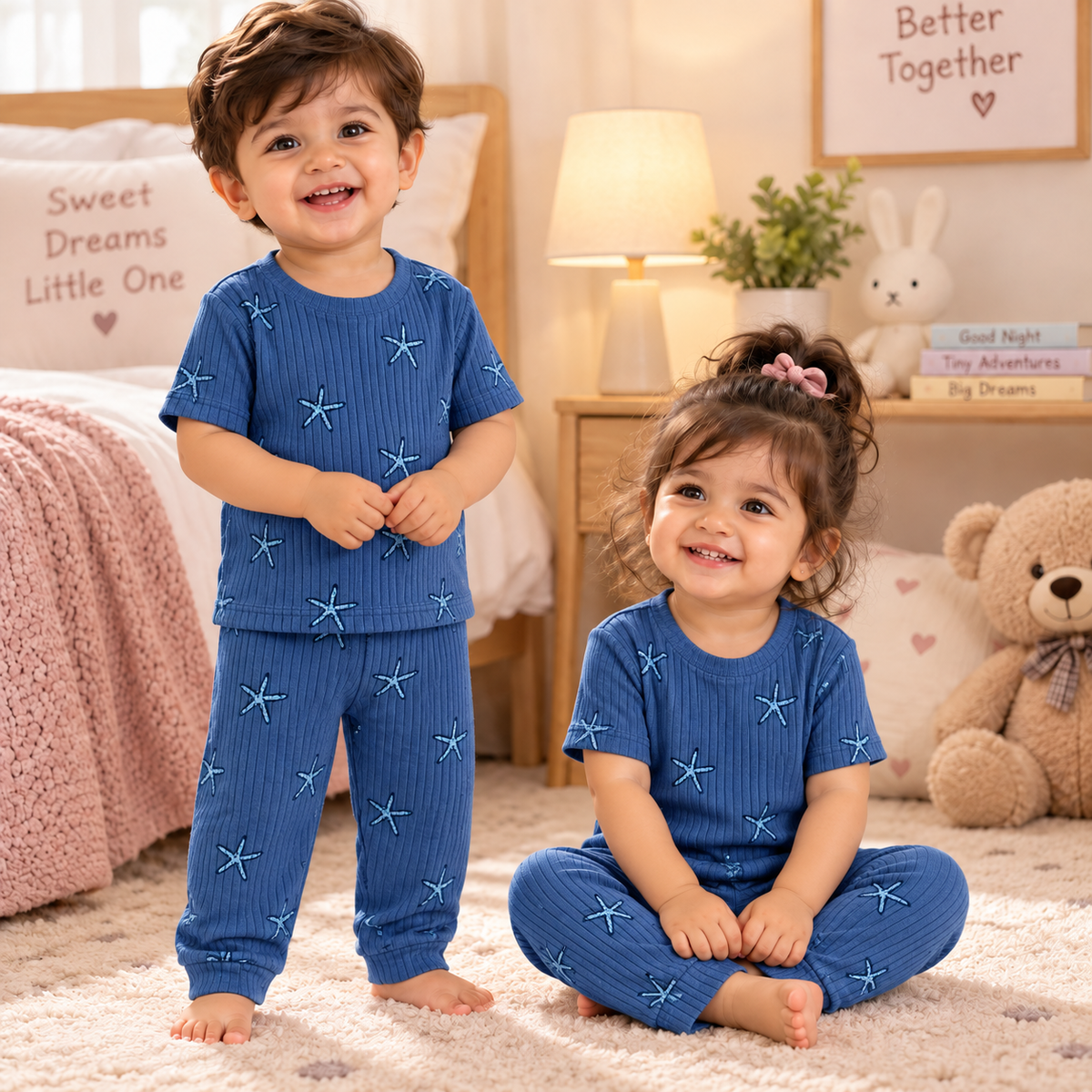 Half sleeves Tshirt with Pant (Blue Star)