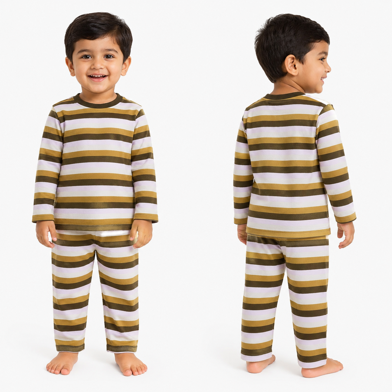 Soft Cotton Full sleeves Tshirt with Pant ( Olive Ice Stripes) (Copy)