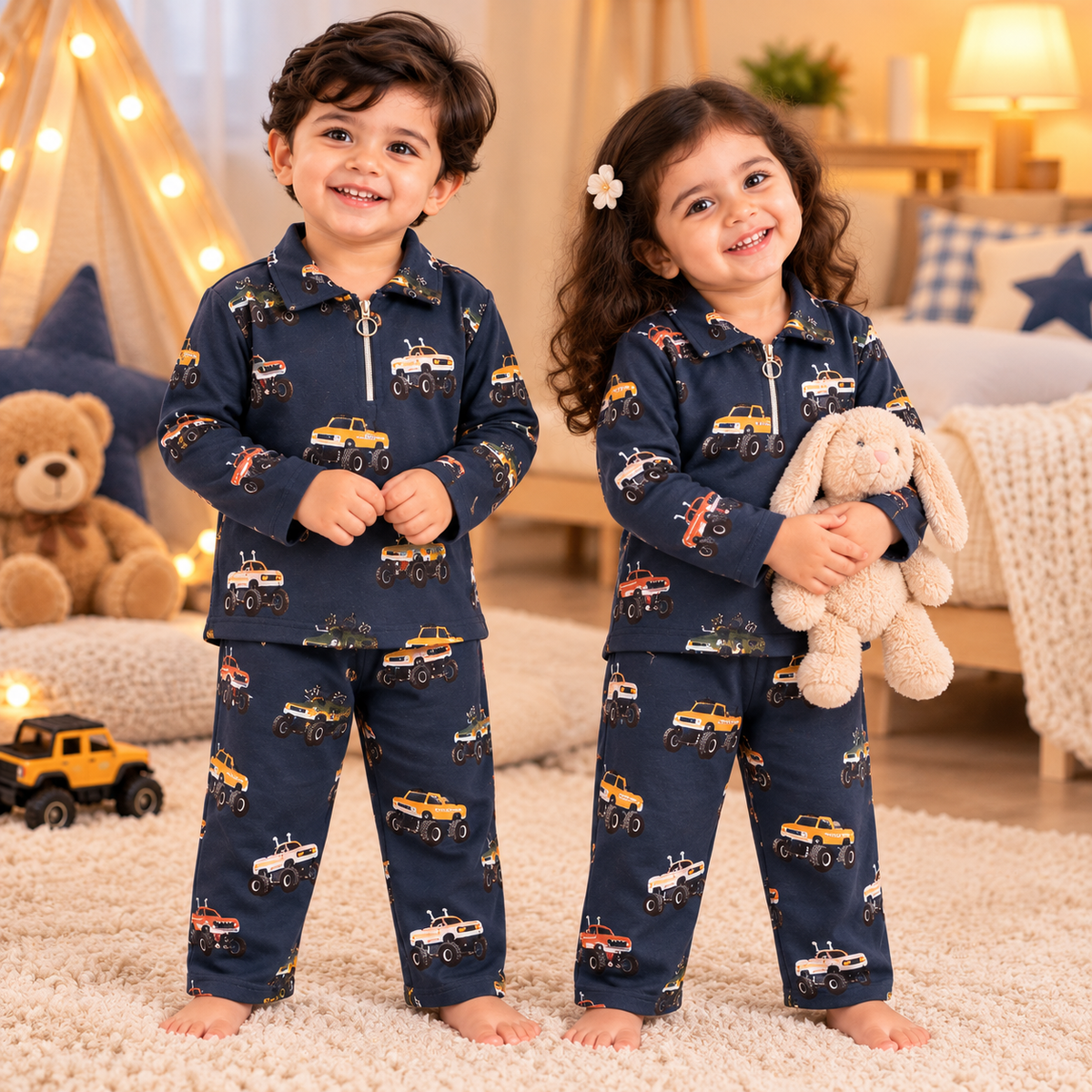 Premium  Winter Set –  Zipper T-Shirt With Pant (Navy Cars)