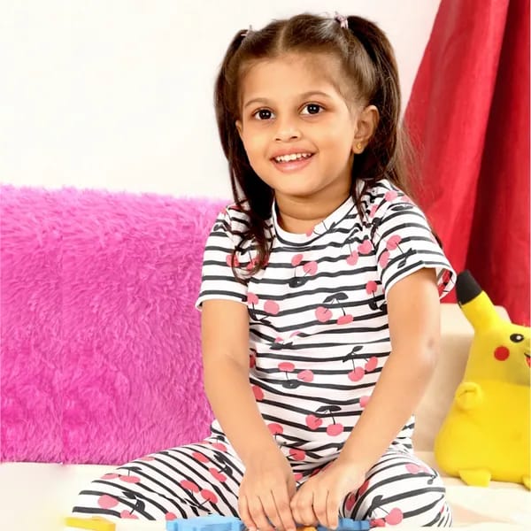 Half Sleeves Pajama Set (Cherry) - sanright