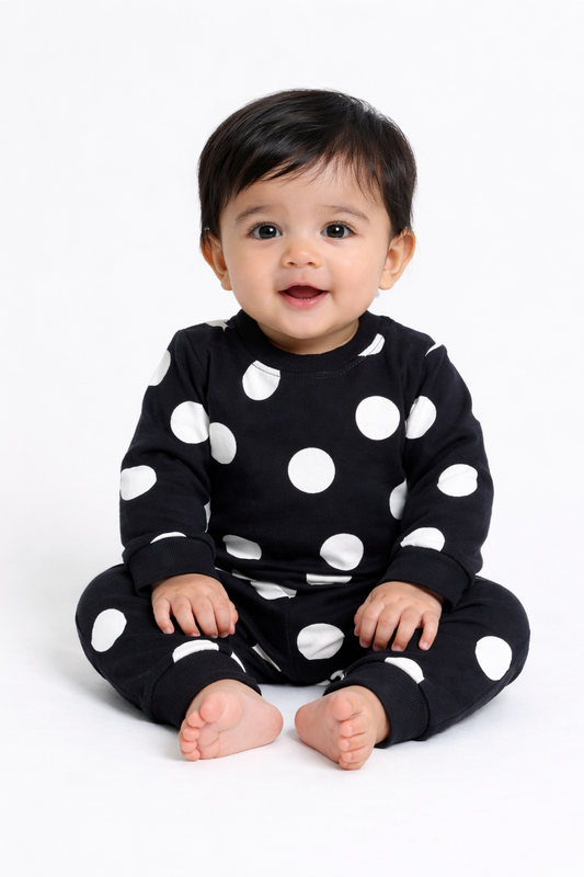 Premium Full sleeves Cotton Tshirt with Pant (Polka)