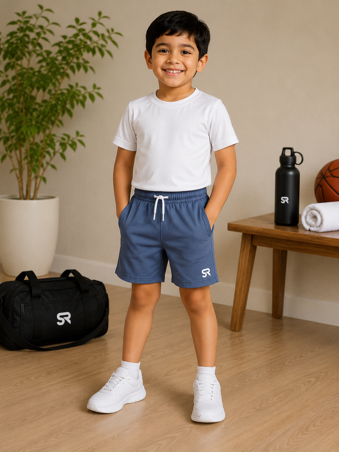 Boys 4-Way Stretch Lycra Micro Shorts | Denim Blue