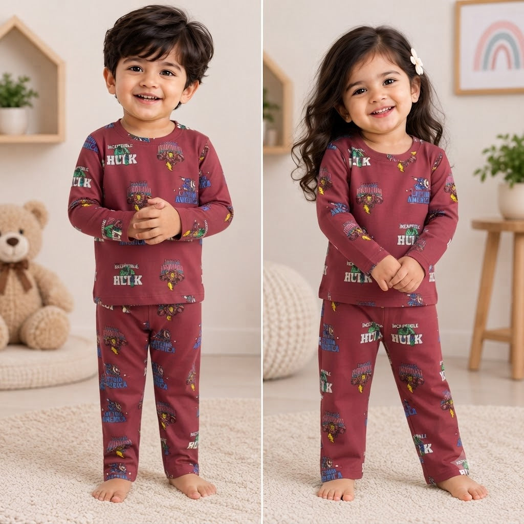 Premium Full sleeves Tshirt with Pant (Maroon Marvel )