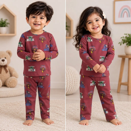 Premium Full sleeves Tshirt with Pant (Maroon Marvel )