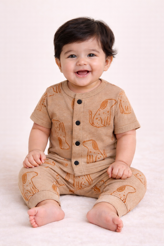 Front Open Half sleeves Cotton Tshirt with Pant (Pappu)