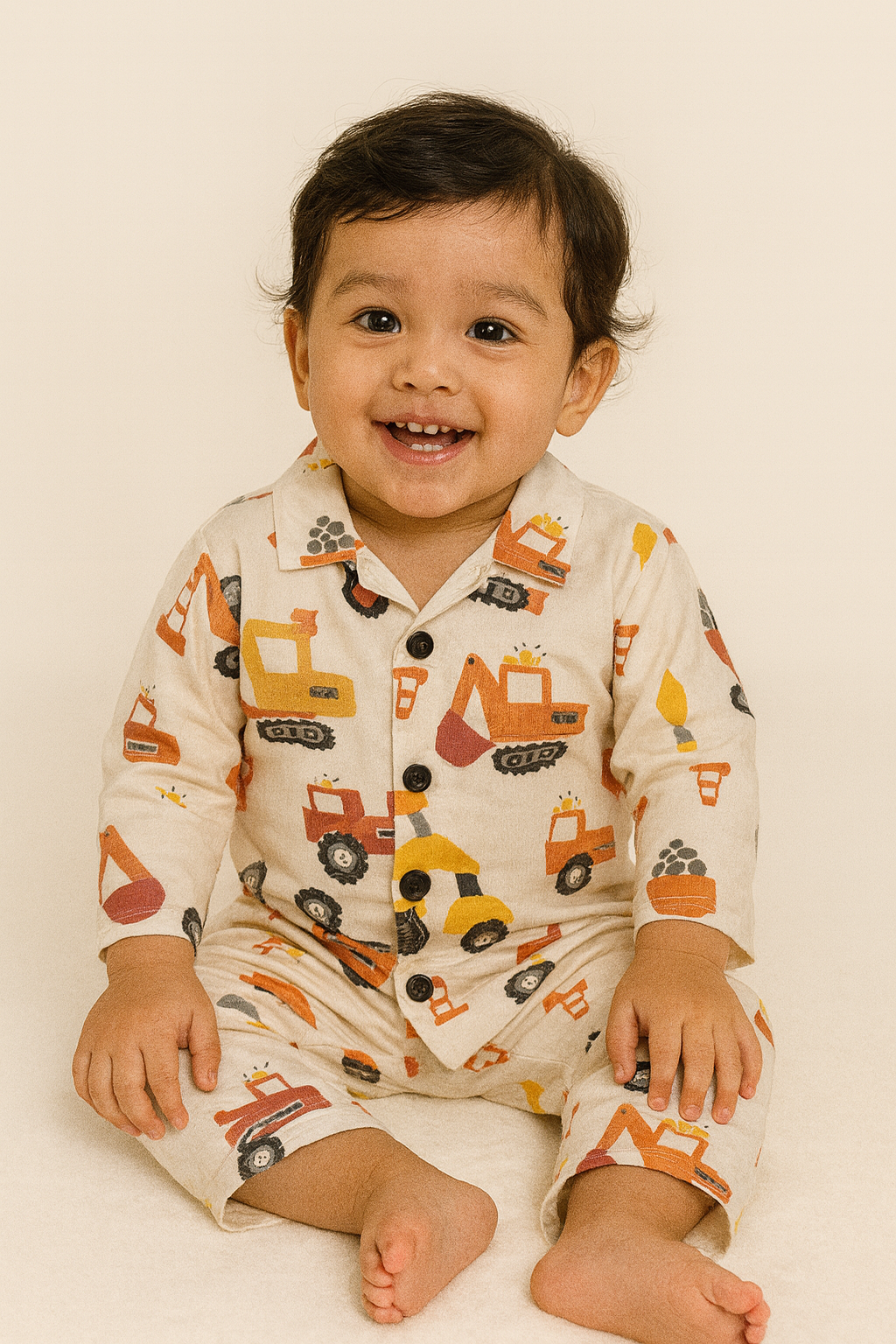 Premium Collar Full sleeves Tshirt with Pant  ( orange vehicles)