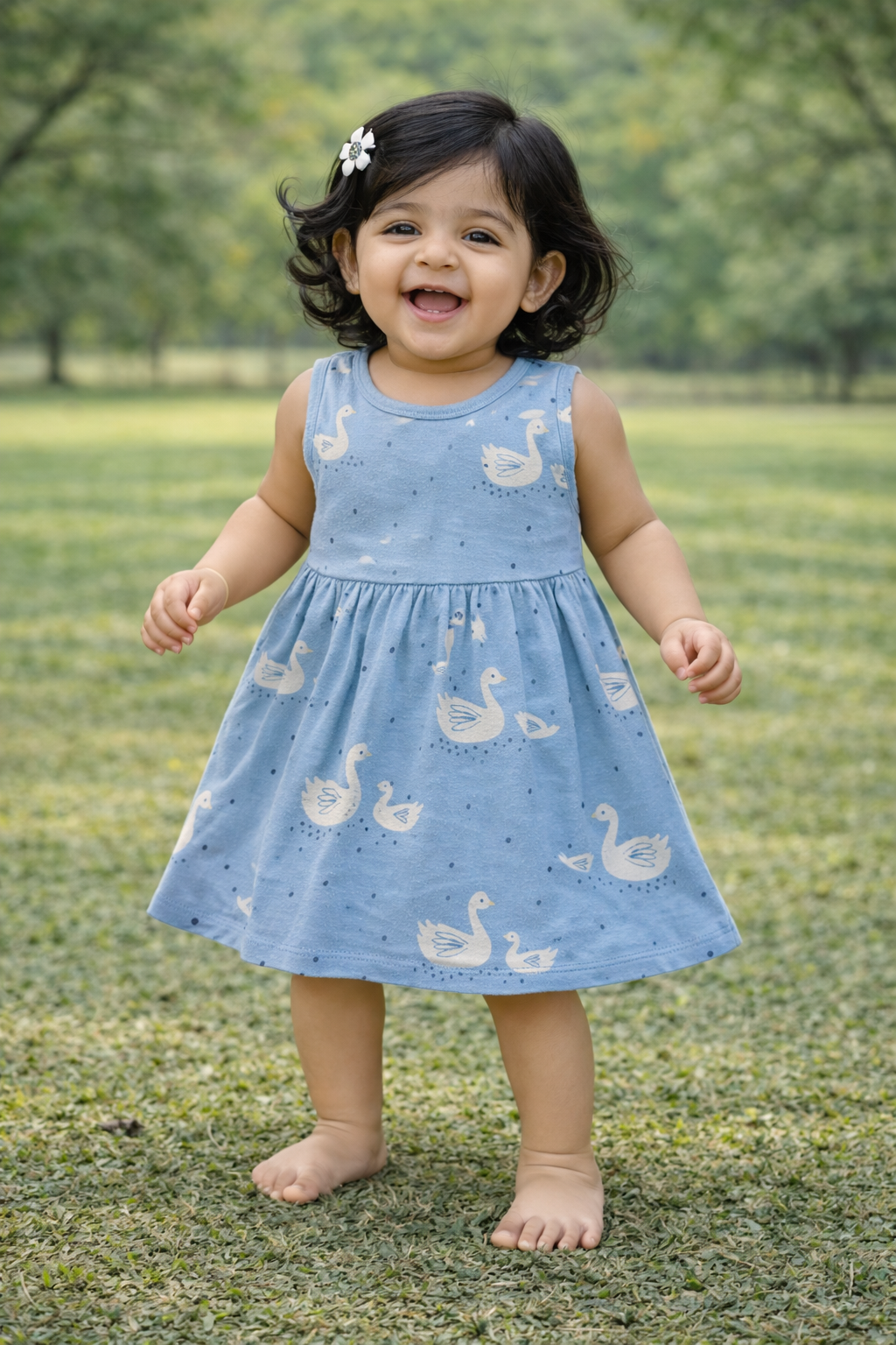 Sleeveless Cotton Frocks ( Sky Blue Duck)