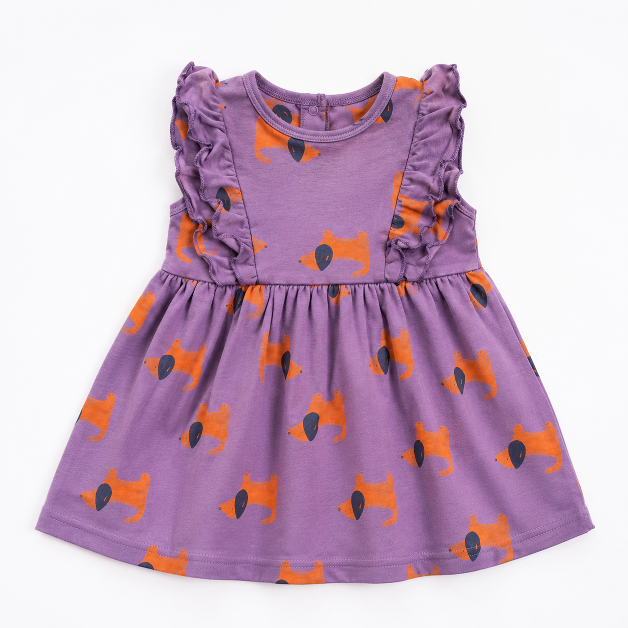 Sleeveless Frill  Frocks (Orange Puppy)